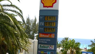 Die Benzinpreise auf den Kanaren sind deutlich günstiger.